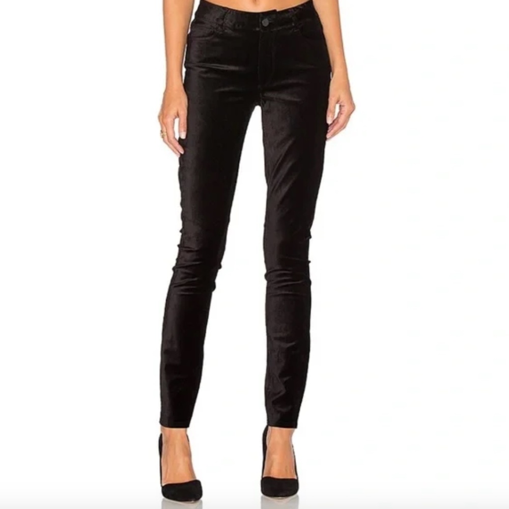 NWT PAIGE Verdugo Ultra Skinny Velvet Jeans in Black Overdye, Size 25